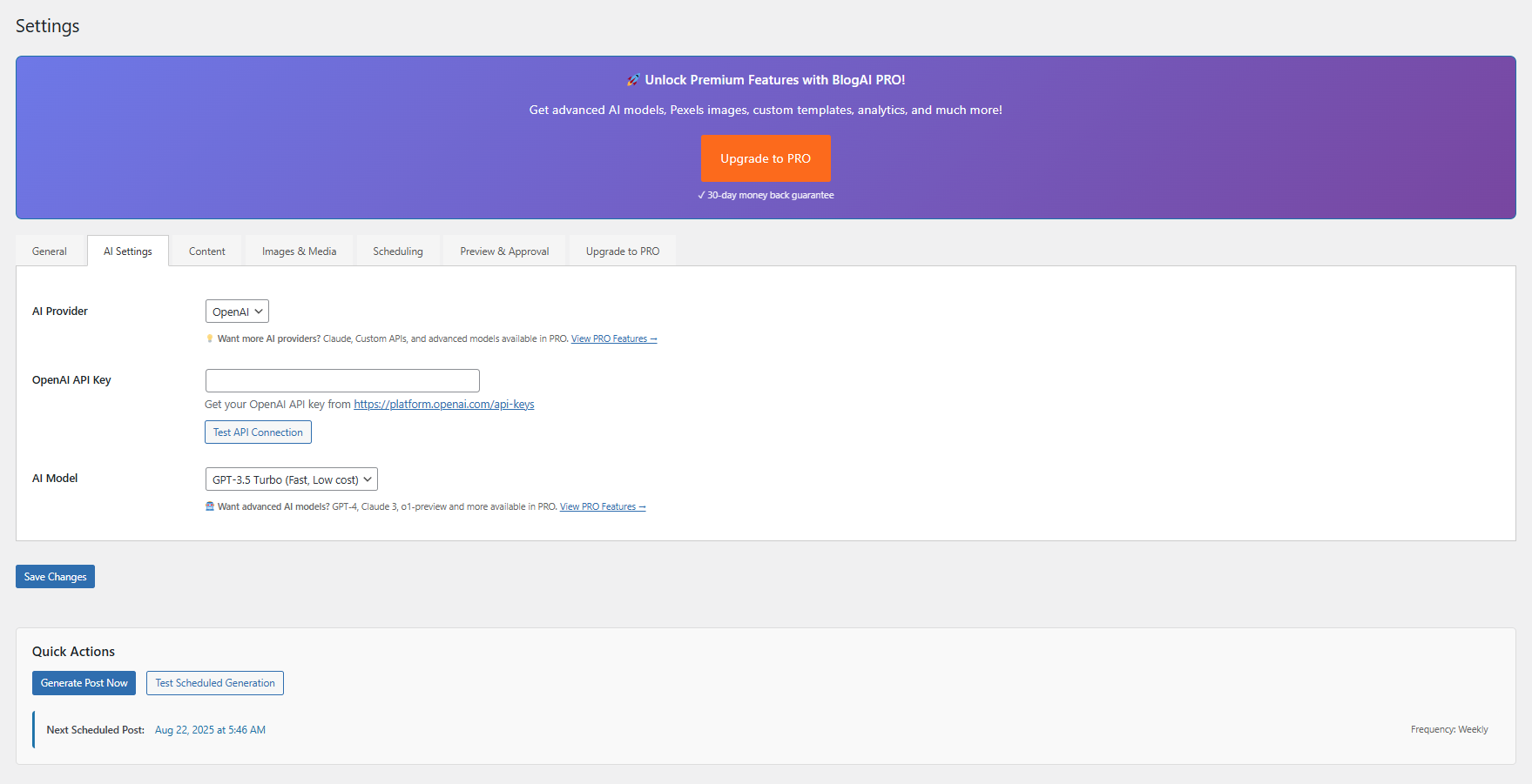 AI Configuration Panel